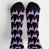 Chaussette Llama Lumière Violet Épercées motif noir (Haut)