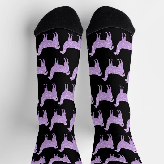 Chaussette Llama Lumière Violet Épercées motif noir (Haut)