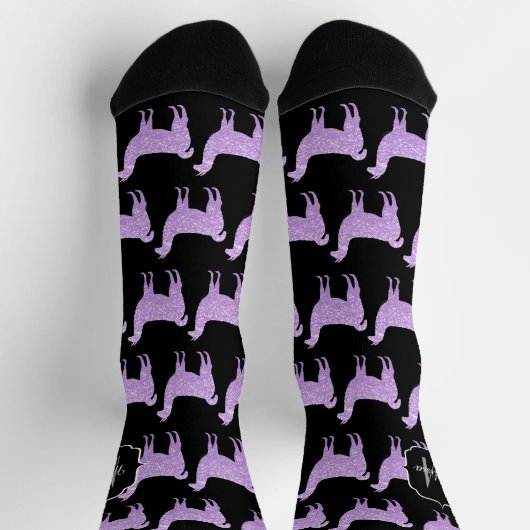 Chaussette Llama Lumière Violet Étincelles motifs Monogramme (Haut)