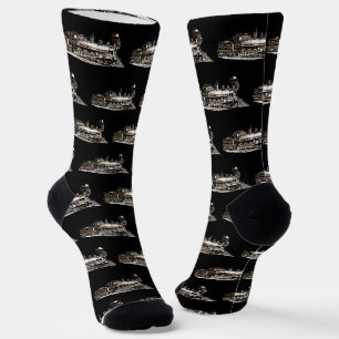 Chaussette Locomotive vintage américaine à vapeur en noir