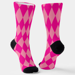 Chaussette Losanges damier rose clair et foncé