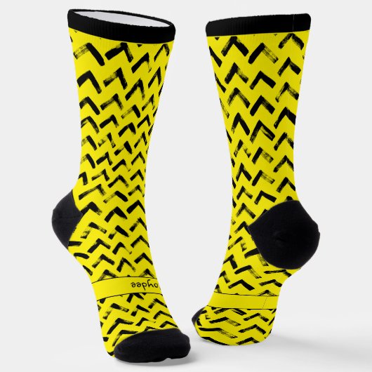 Chaussette Loud Chevron Black and Yellow Name Initials (Angulaire)