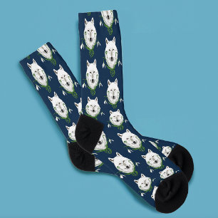 Chaussette Loup Arctique Blanc Mystique Neige Bleue Galanthus