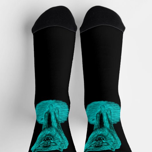 Chaussette Loup noir en colère dans la nuit (Haut)