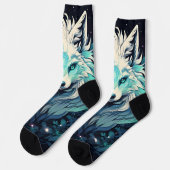 Chaussette Loup sauvage céleste lunaire (Gauche)