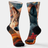 Chaussette Loups au coucher du soleil / Amateurs de loups (Angulaire)