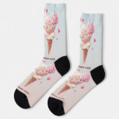Chaussette Love at First Lick: Bichon & Cat Ice Cream Art (Gauche)