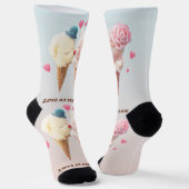 Chaussette Love at First Lick: Bichon & Cat Ice Cream Art (Angulaire)
