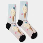 Chaussette Love at First Lick: Bichon & Cat Ice Cream Art (Droite)