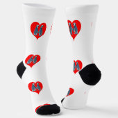 Chaussette Love Birds Penguin Couple Red Hearts Thunder_Cove (Angulaire)