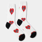 Chaussette Love Birds Penguin Couple Red Hearts Thunder_Cove (Droite)