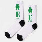 Chaussette Love Shamrock Clover Irish Custom Text Vert Blanc (Gauche)