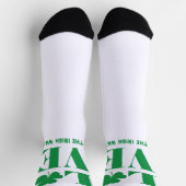 Chaussette Love Shamrock Clover Irish Custom Text Vert Blanc (Haut)