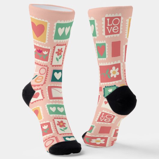Chaussette Love Stamps Pattern Crew Socks (Angulaire)