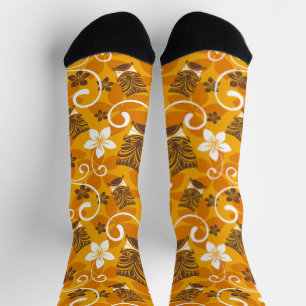 CHAUSSETTE LUAU TIKI MOTIF (ORANGE)