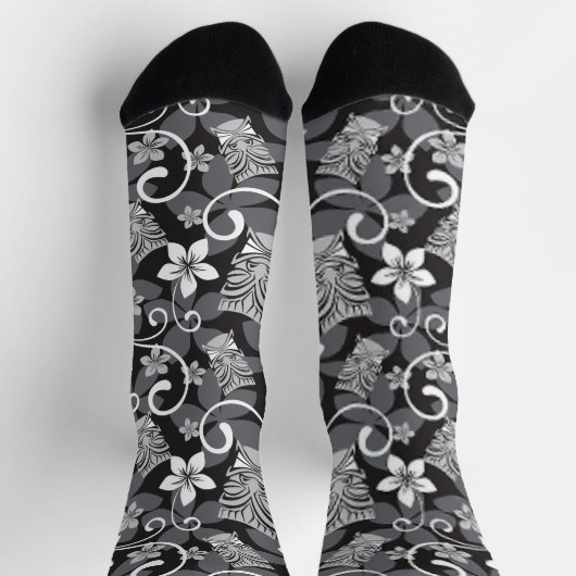 CHAUSSETTE LUAU TIKI PATTERN (CHARCOAL) (Haut)