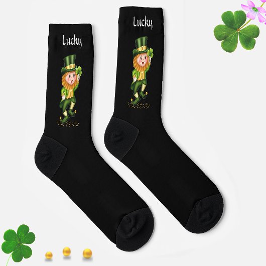 Chaussette Lucky Green Gnome sur Chaussettes Noires