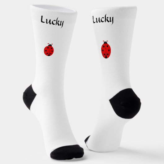 Chaussette Lucky Red Ladybug sur Chaussettes blanches (Angulaire)