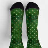 Chaussette Lumières de Noël étoiles or vert motif élégant (Haut)