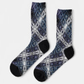 Chaussette Lumineuse en treillis géométrique bleu et blanc (Gauche)