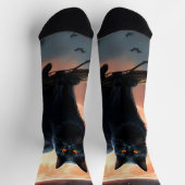 Chaussette Lune de chat noir d'Halloween effrayant, (Haut)