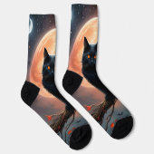 Chaussette Lune de chat noir d'Halloween effrayant, (Droite)