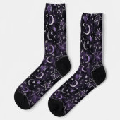 Chaussette Lune gothique occulte et pentagrammes (Gauche)