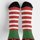 Chaussette Lutin de Noël Rouge Rayé Vert (Haut)
