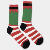 Chaussette Lutin de Noël Rouge Rayé Vert (Droite)