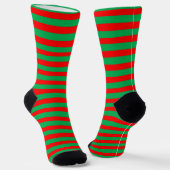 Chaussette Lutin rayé rouge et vert vif (Angulaire)