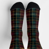Chaussette Luxueux Vert & Bourgogne Noël Plaid Custom (Haut)