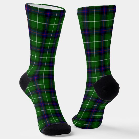 Chaussette MacDonald tartan bleu vert plaid (Angulaire)