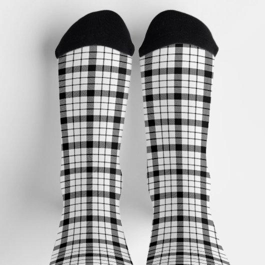 Chaussette MacFarlane tartan noir blanc plaid (Haut)