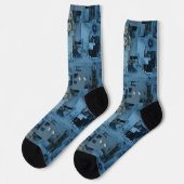 Chaussette Machines Bleues Mécanique Robotique Funny Cool Gee (Gauche)