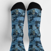 Chaussette Machines Bleues Mécanique Robotique Funny Cool Gee (Haut)