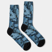 Chaussette Machines Bleues Mécanique Robotique Funny Cool Gee (Droite)
