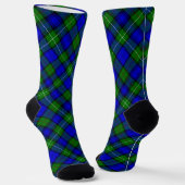 Chaussette MacKenzie tartan bleu vert plaid (Angulaire)