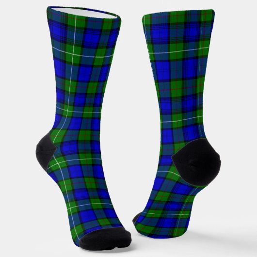 Chaussette MacKenzie tartan bleu vert plaid (Angulaire)