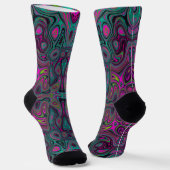 Chaussette Magenta Abstrait et Motif Super Turquoise (Angulaire)