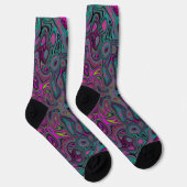 Chaussette Magenta Abstrait et Motif Super Turquoise (Droite)