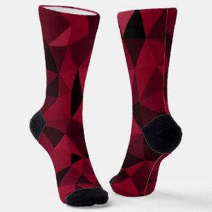 Chaussette Magenta rose rouge foncé noir motif de maille géom