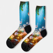 Chaussette Magical Glowing Flowers Heart Garden (Gauche)