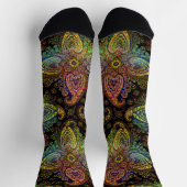 Chaussette Magnifique, Multicolor Paisley sur Noir (Haut)