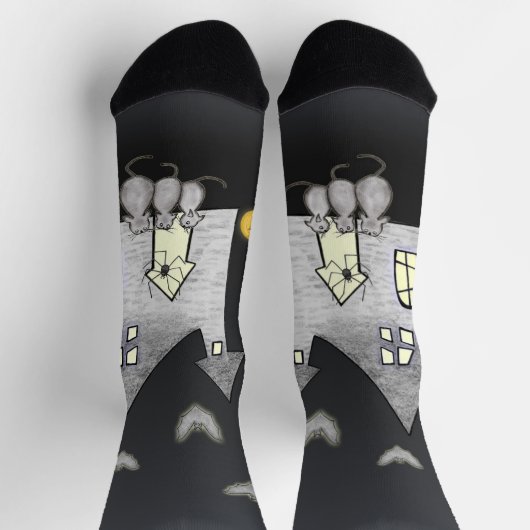 Chaussette Maison d'Halloween, Chats noirs, Chats, Chauves-so (Haut)