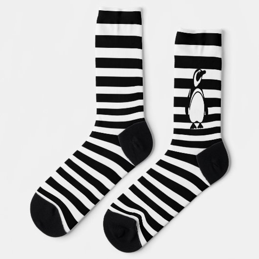 Chaussette Manchot noir et blanc et rayures (Gauche)