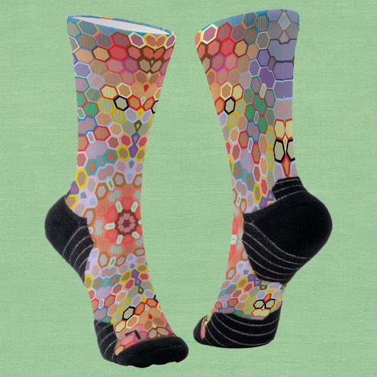 Chaussette Mandala arc-en-ciel en hexagone