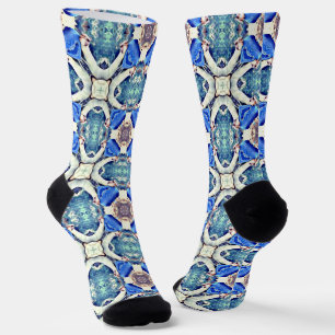 Chaussette mandala coeurs motif bleu Thunder_Cove