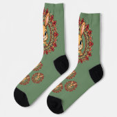 Chaussette Mandala de lapin vert (Gauche)
