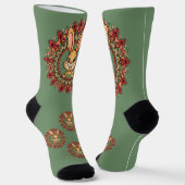 Chaussette Mandala de lapin vert (Angulaire)