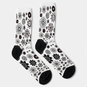 Chaussette Mandala florale noir et blanc hippie boho fleurs (Droite)
